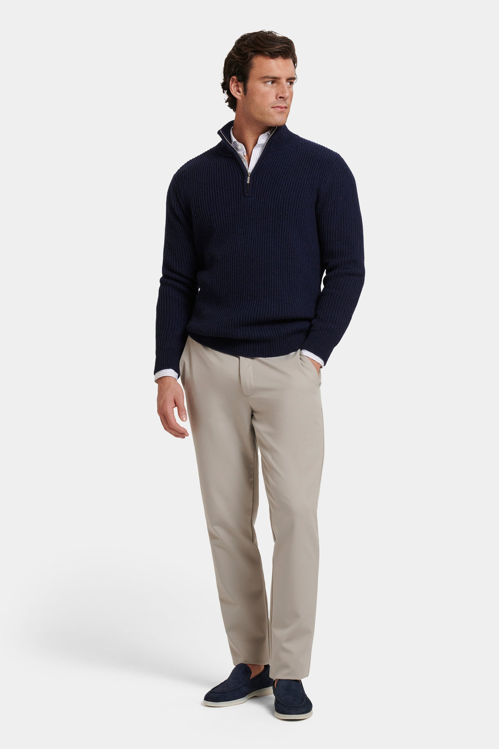 THE VICO QUARTER ZIP. HEAVY KNIT, SHARP FIT